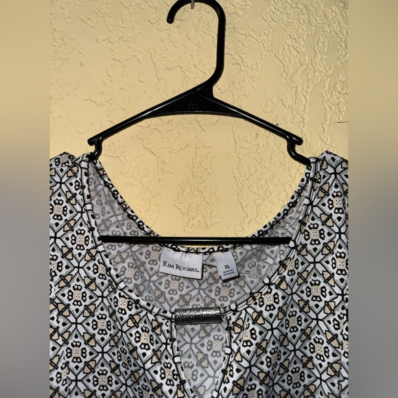 Black and White Patterned Women Top Kim Rogers XL - Picture 2 of 3